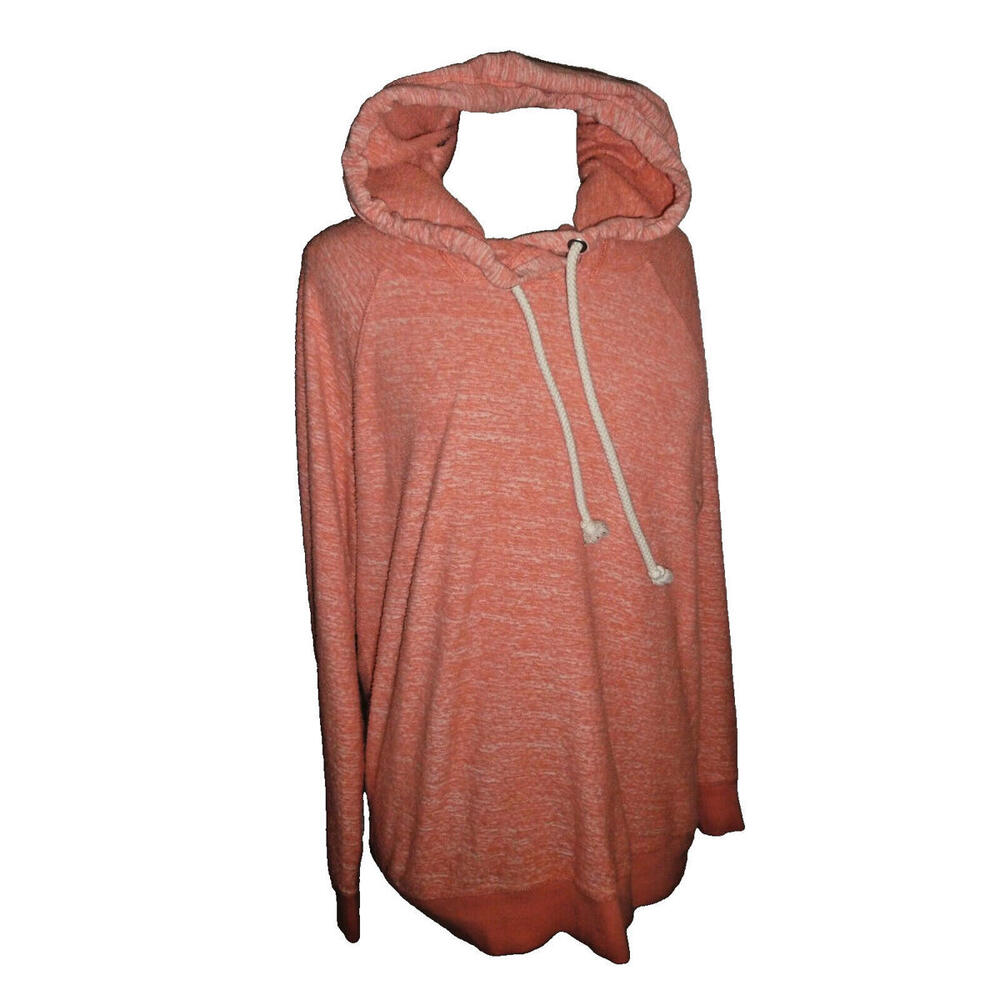 Stem Womens Coral Space‎ Dye Pullover Hoodie Sweatshirt Size L Raglan Sleeves